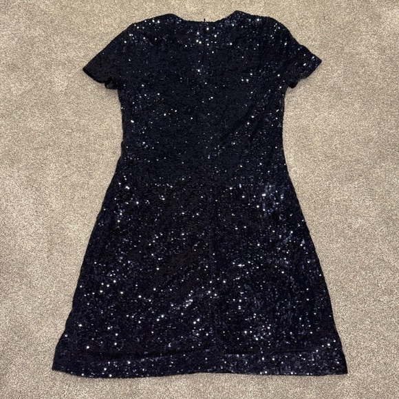 Tory Burch Sequin T-Shirt Mini Dress in Midnight Navy Blue Size Medium EUC - Picture 4 of 10